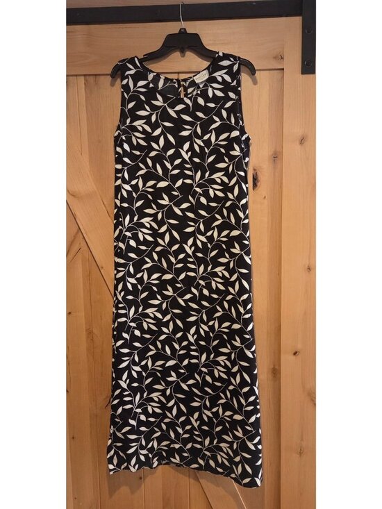 Bentley Dresses & Skirts - Vtg Bentley Maxi Dress Sz 14 Leaf Black Retro Trad Wife Cottage Garden *flaw